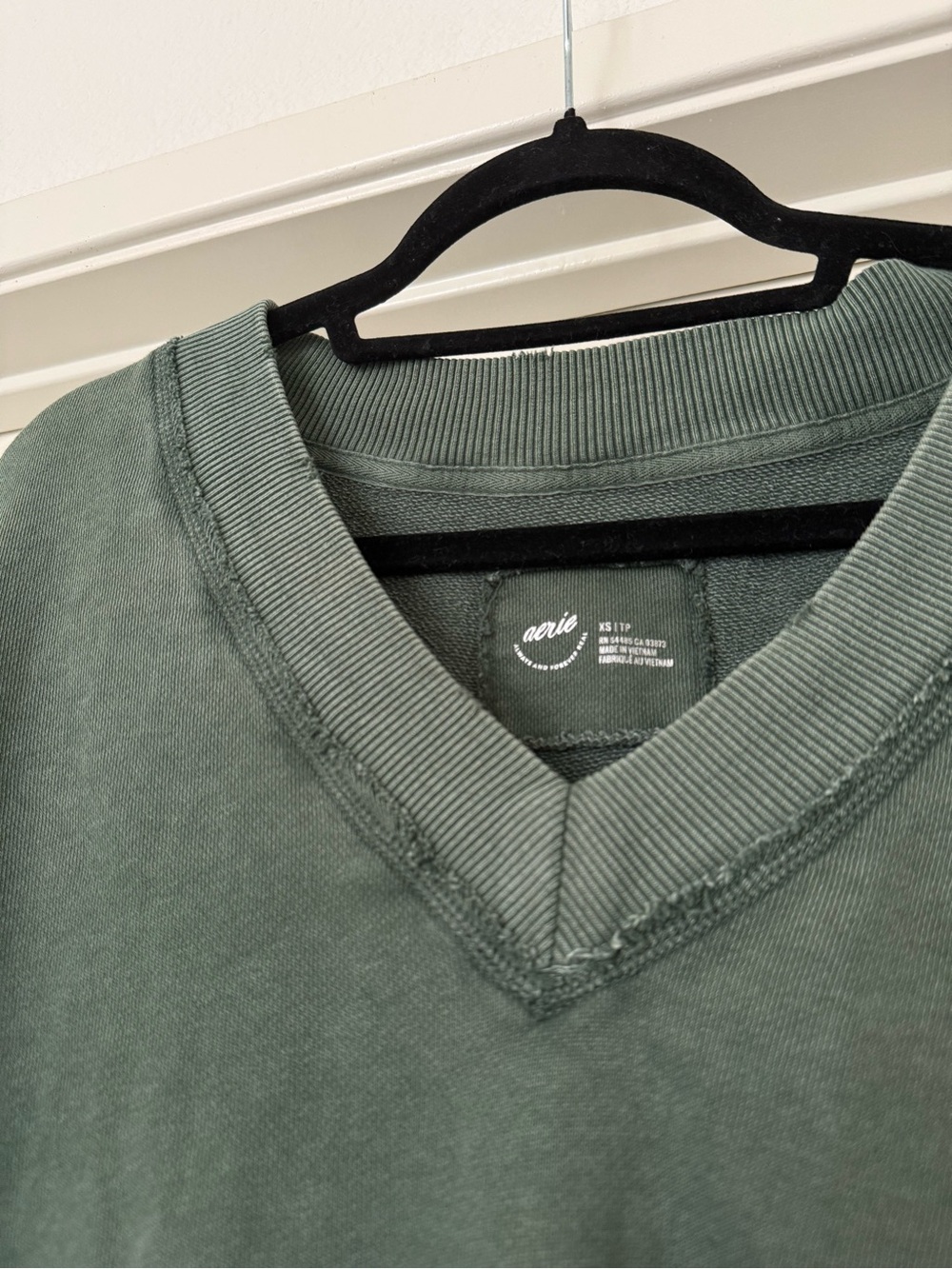 aerie Vacay Every Day V Neck Sweatshirt in Sycamore - Picture 6 of 9